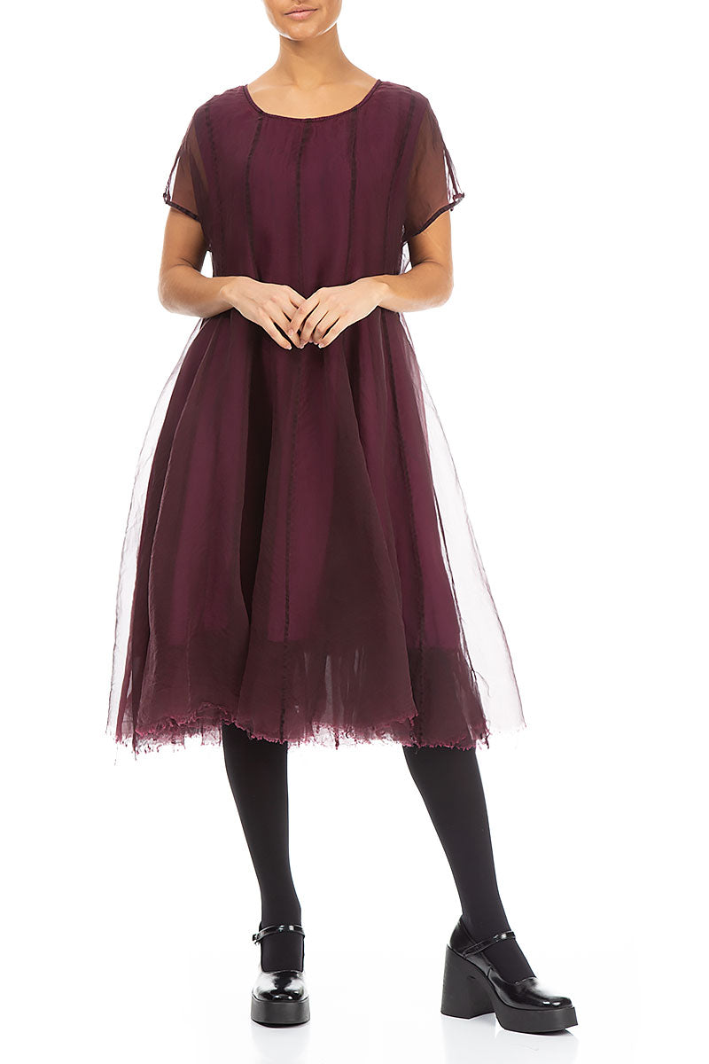Flowy Magenta Silk Chiffon Dress 4