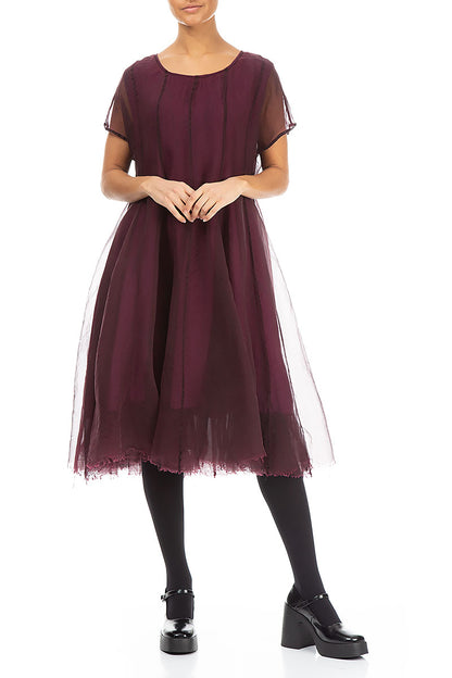 Flowy Magenta Silk Chiffon Dress 4