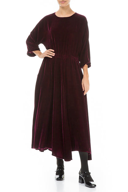 Flowy Magenta Silk Velvet Maxi Dress