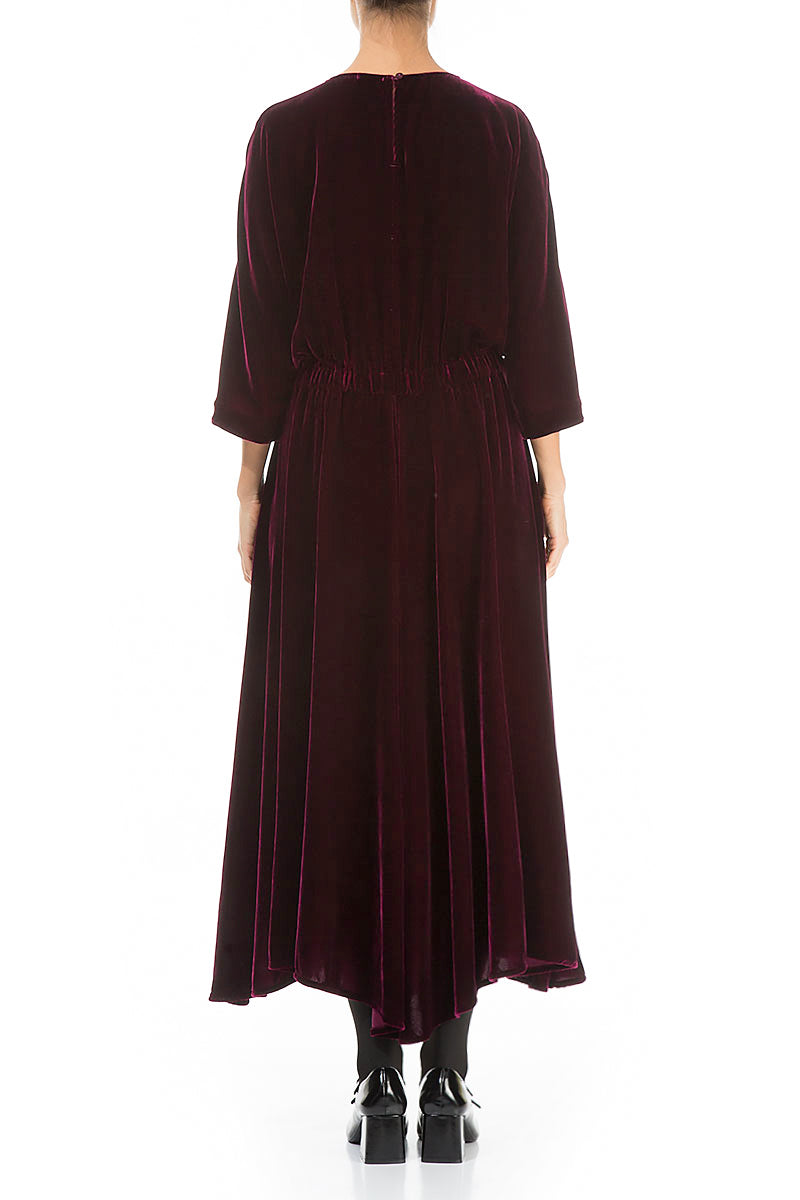 Flowy Magenta Silk Velvet Maxi Dress