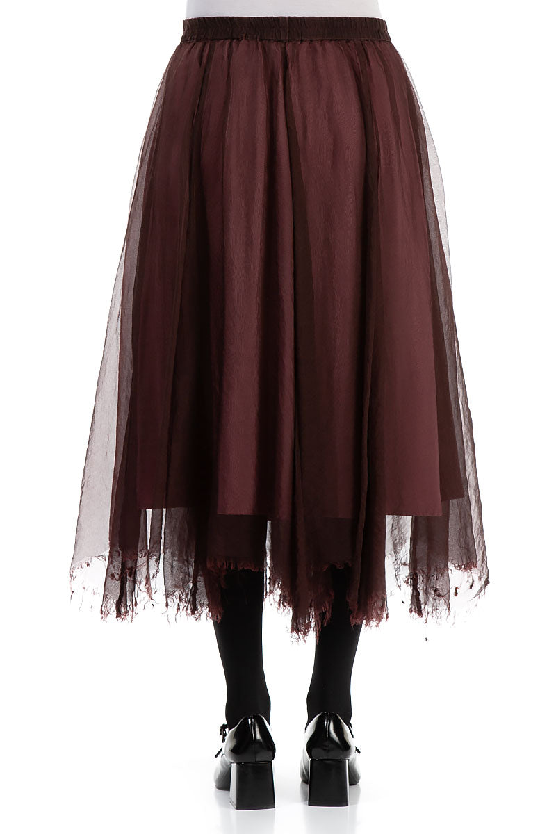 Flowy Merlot Silk Chiffon Skirt