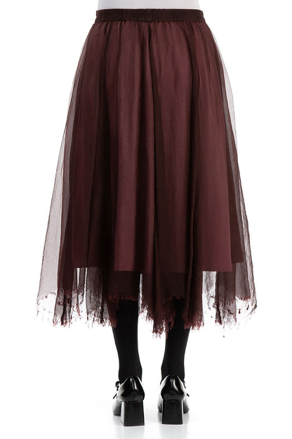 Flowy Merlot Silk Chiffon Skirt