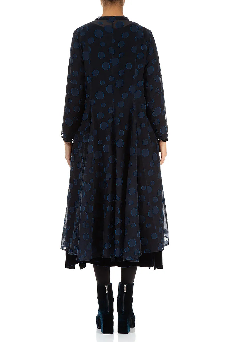 Flowy Royal Blue Bubbles Silk Jacket 2