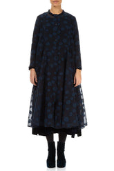 Flowy Royal Blue Bubbles Silk Jacket 1