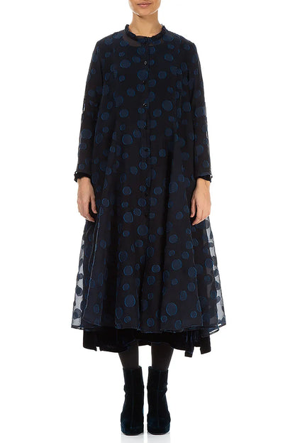 Flowy Royal Blue Bubbles Silk Jacket 1