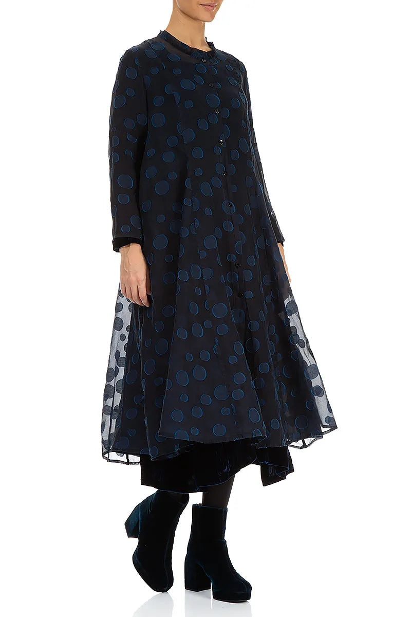 Flowy Royal Blue Bubbles Silk Jacket 3