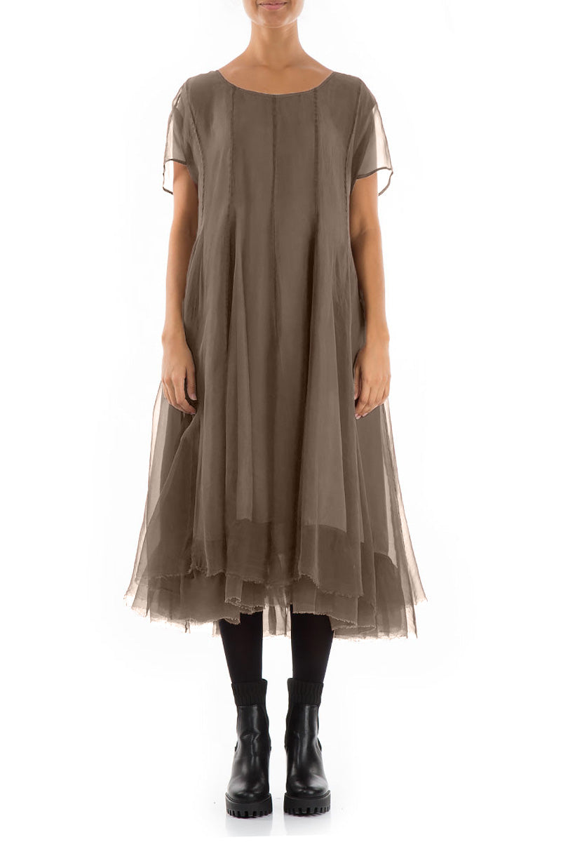 Flowy Silver Sage Silk Chiffon Dress