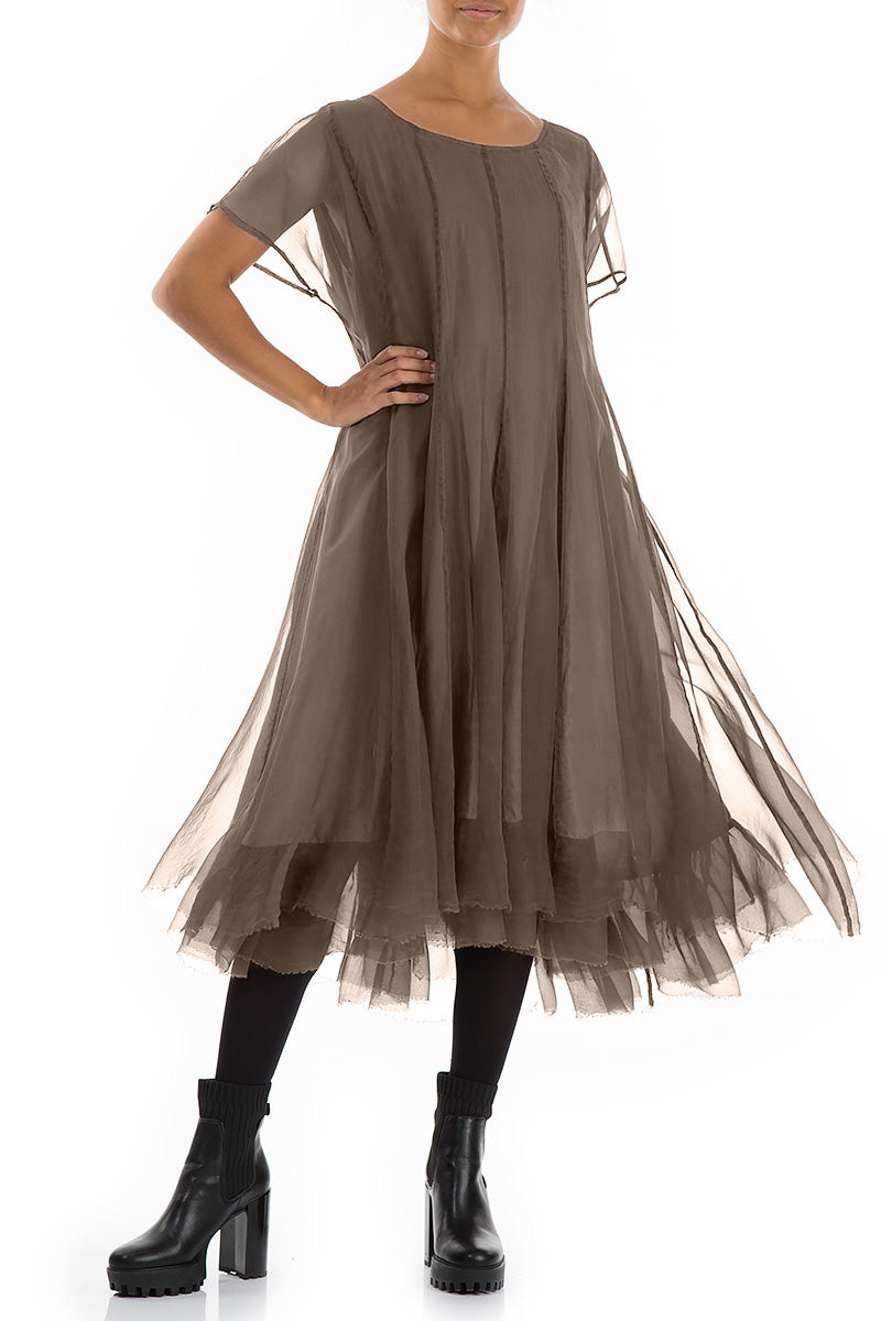 Flowy Silver Sage Silk Chiffon Dress