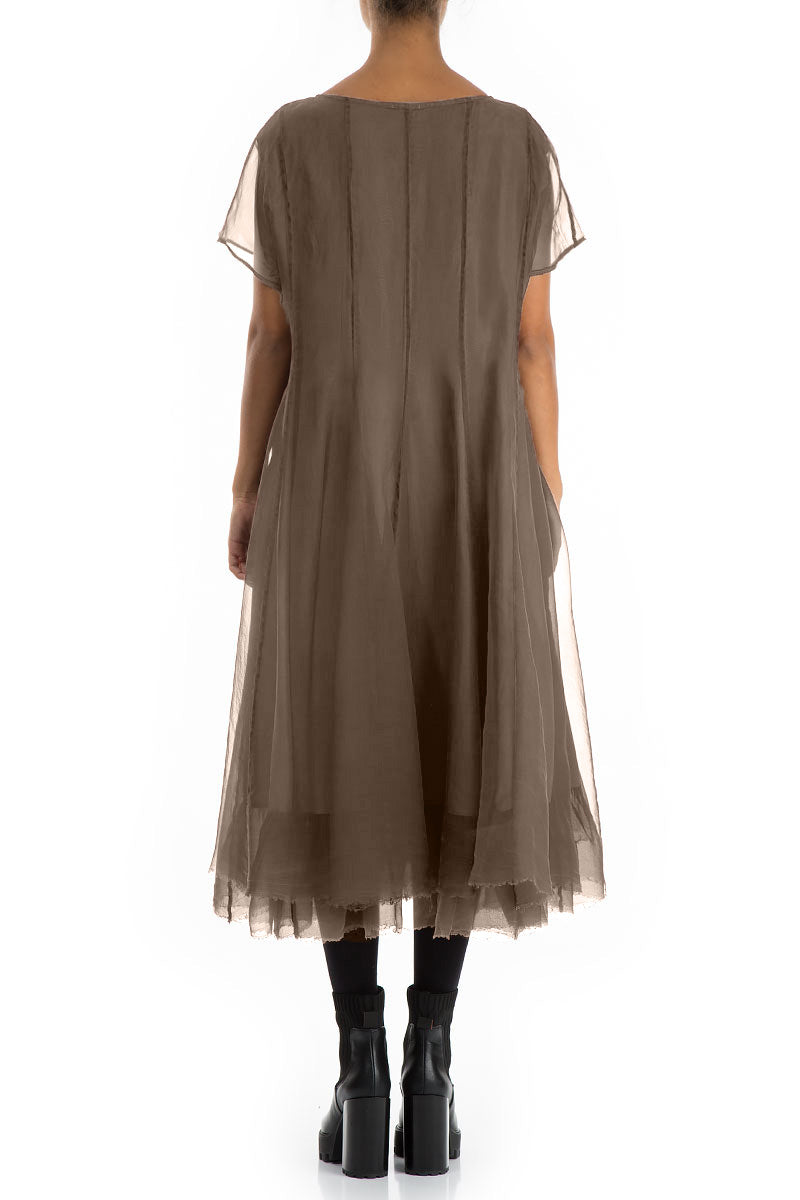 Flowy Silver Sage Silk Chiffon Dress