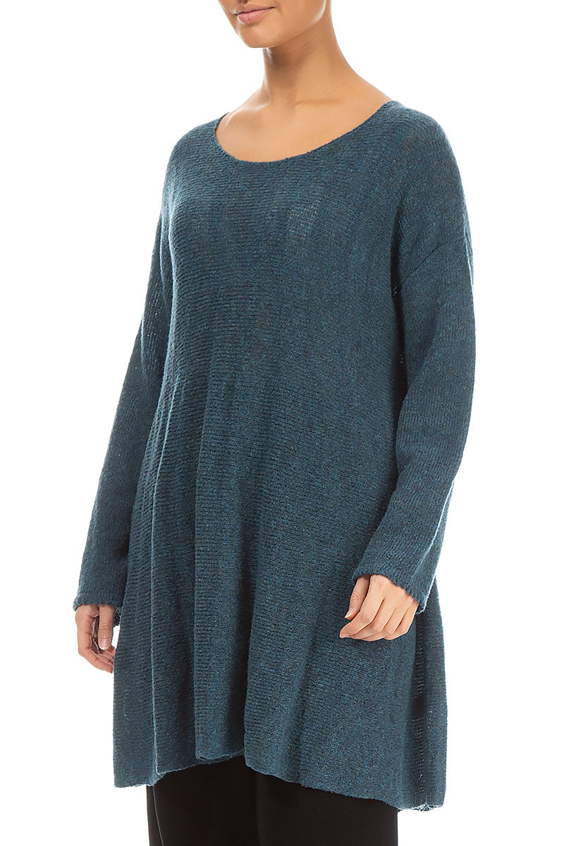 Flowy Teal Wool Sweater