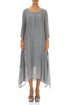Flowy Tie Up Grey Textured Silk Dress 1