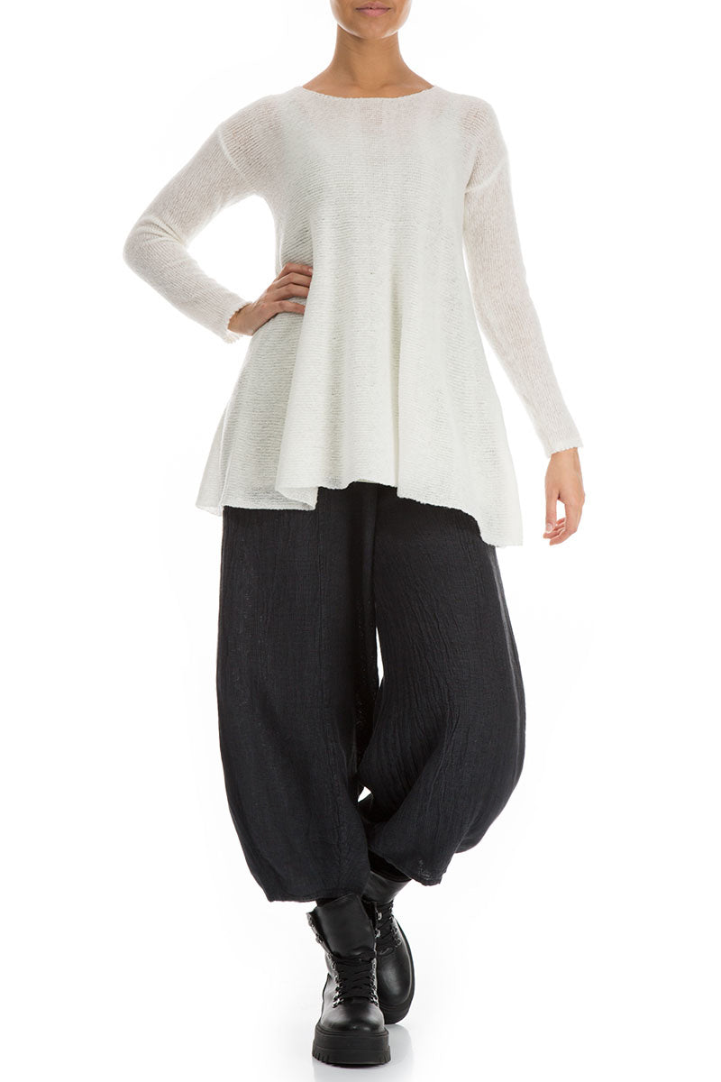 Flowy White Wool Sweater