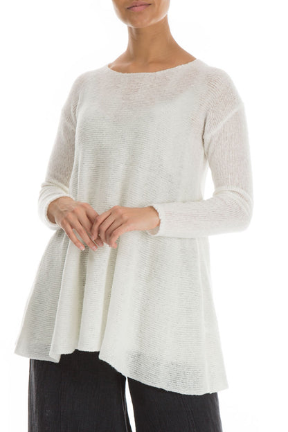 Flowy White Wool Sweater