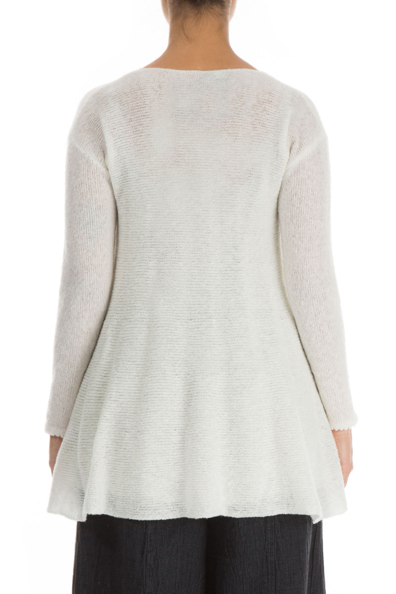 Flowy White Wool Sweater