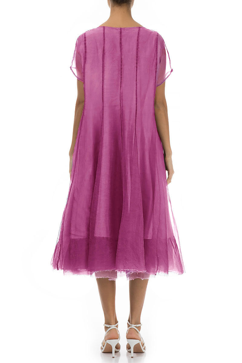 Flowy Wild Berry Silk Chiffon Dress