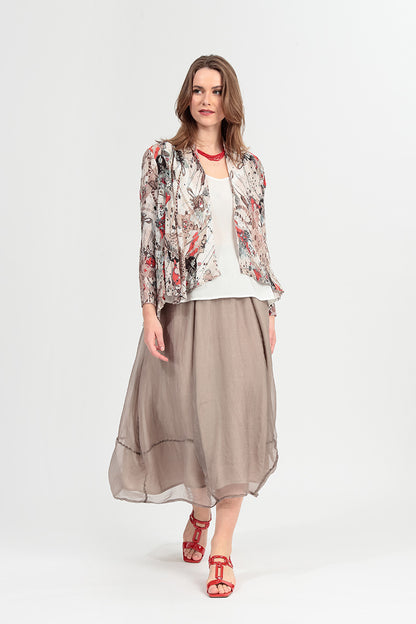 Fluid Beige Silk Chiffon Skirt 5