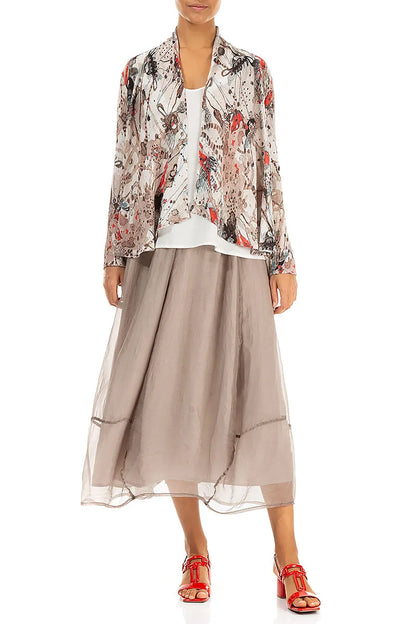 Fluid Beige Silk Chiffon Skirt 4