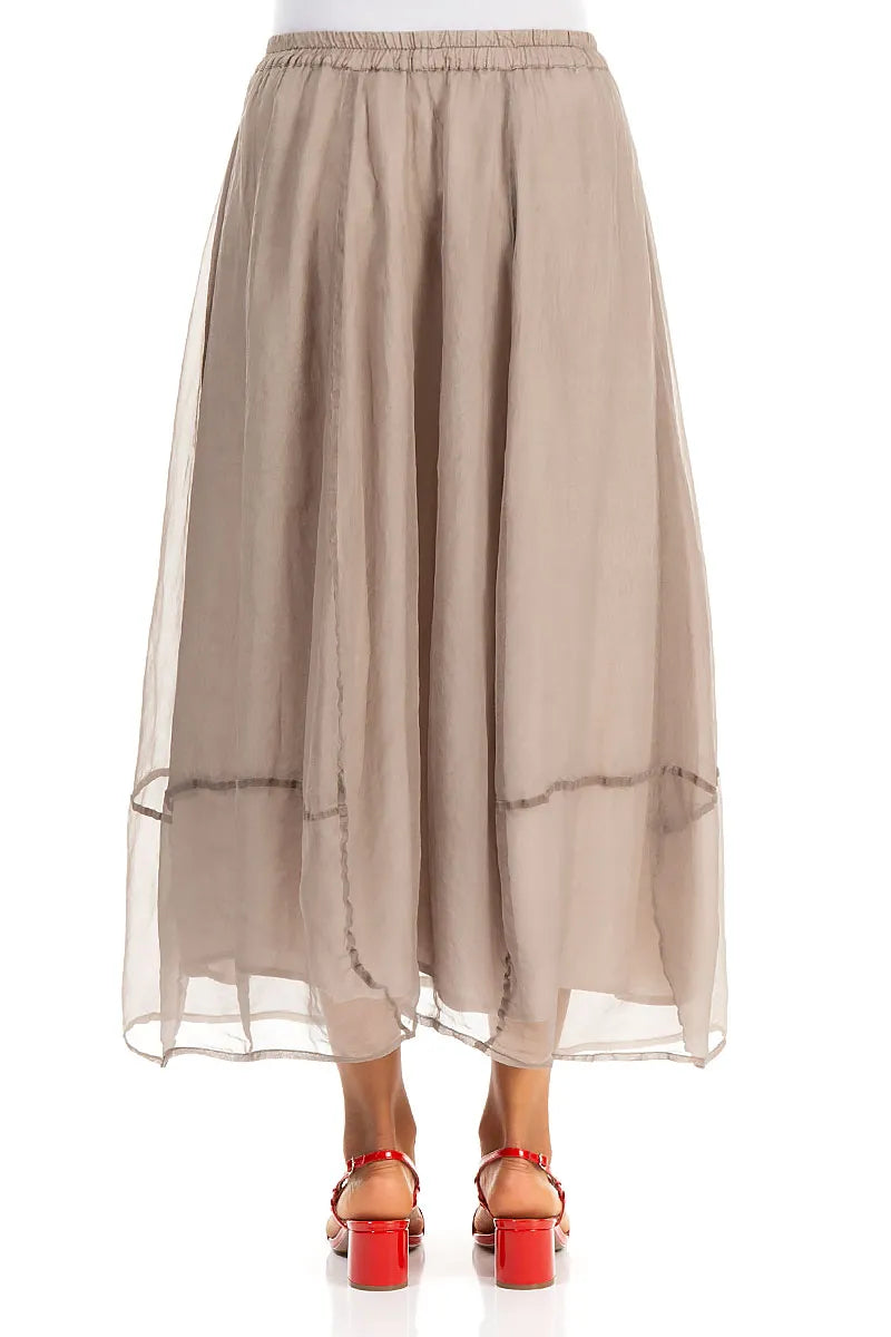 Fluid Beige Silk Chiffon Skirt 2