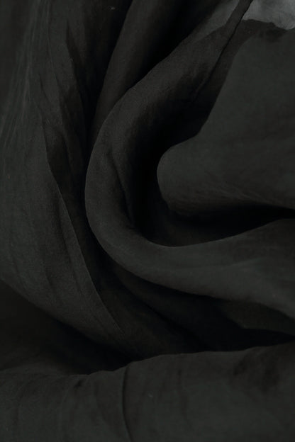 Fluid Black Silk Chiffon Skirt