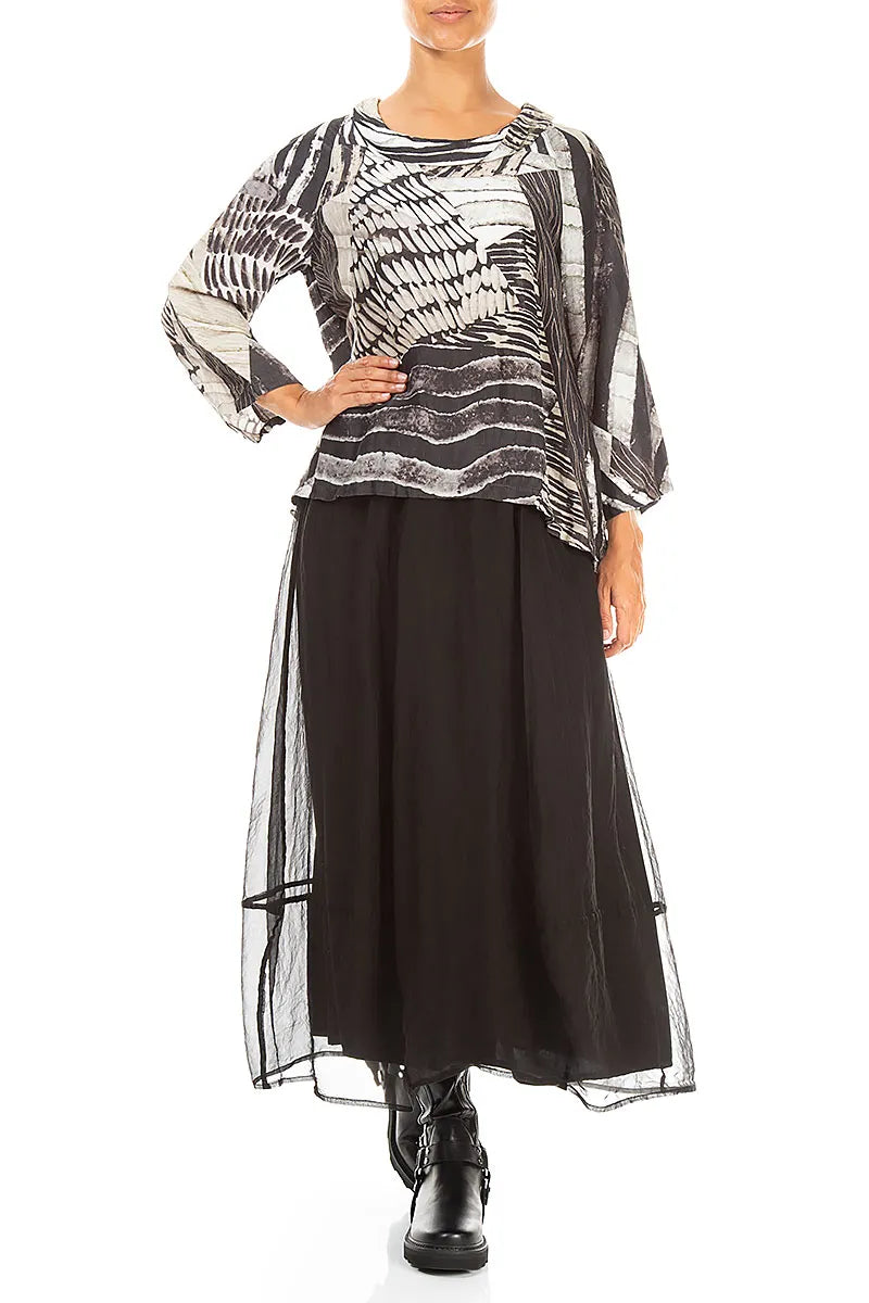 Fluid Black Silk Chiffon Skirt 5