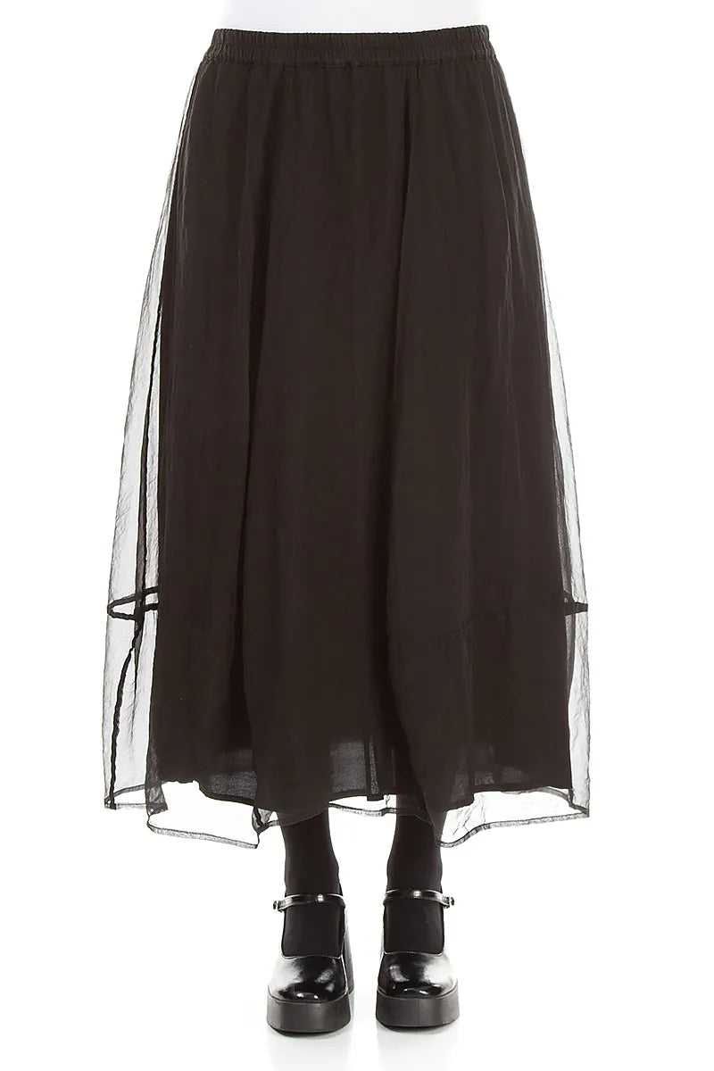 Fluid Black Silk Chiffon Skirt 1