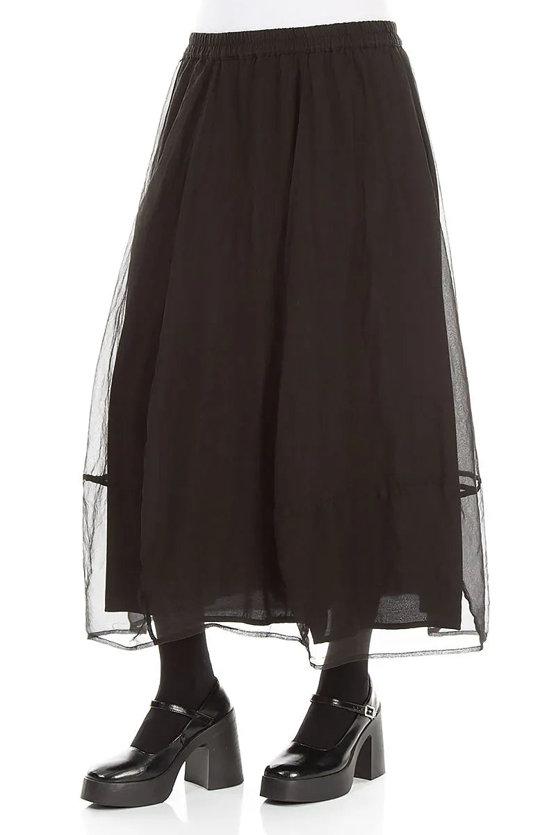 Fluid Black Silk Chiffon Skirt 3