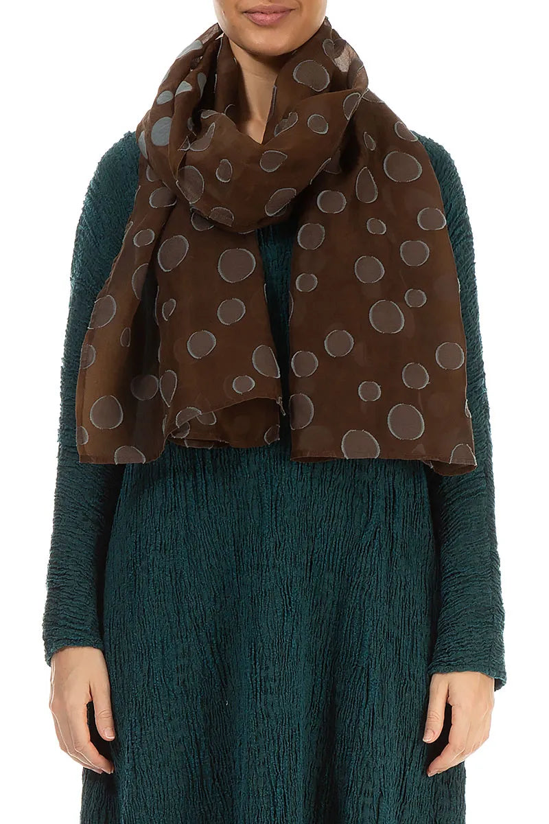 Aged Copper Bubbles Silk Scarf 1