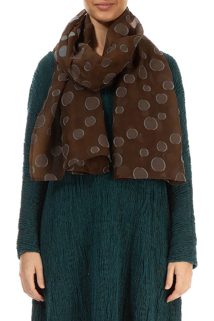 Aged Copper Bubbles Silk Scarf 1