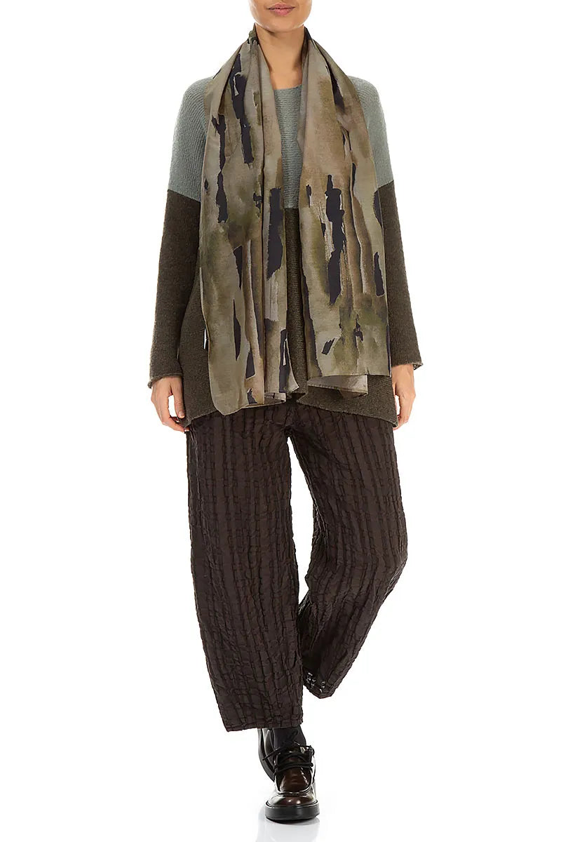 Forest Brown Checkered Linen Cotton Trousers 4