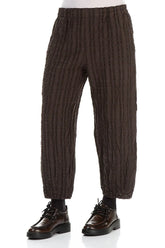 Forest Brown Checkered Linen Cotton Trousers 3