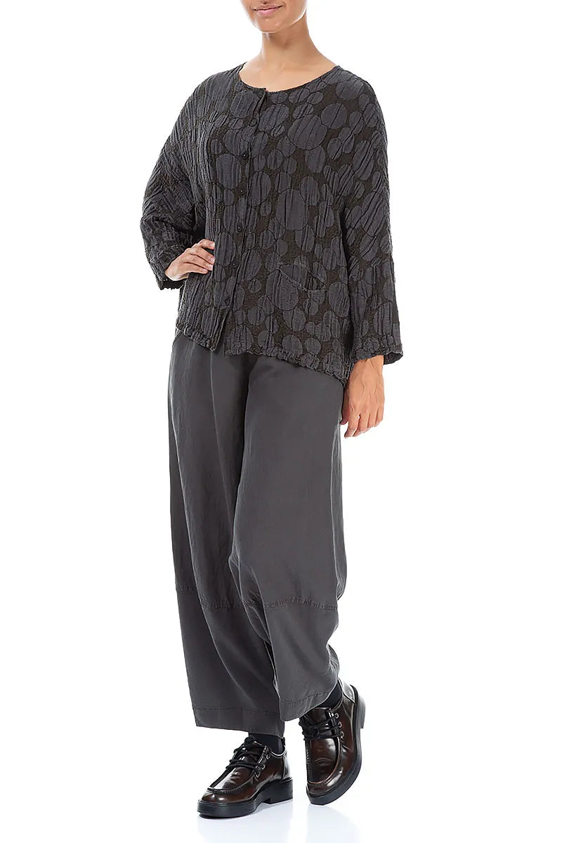 Forest Brown Circle Silk Jacket Blouse 4