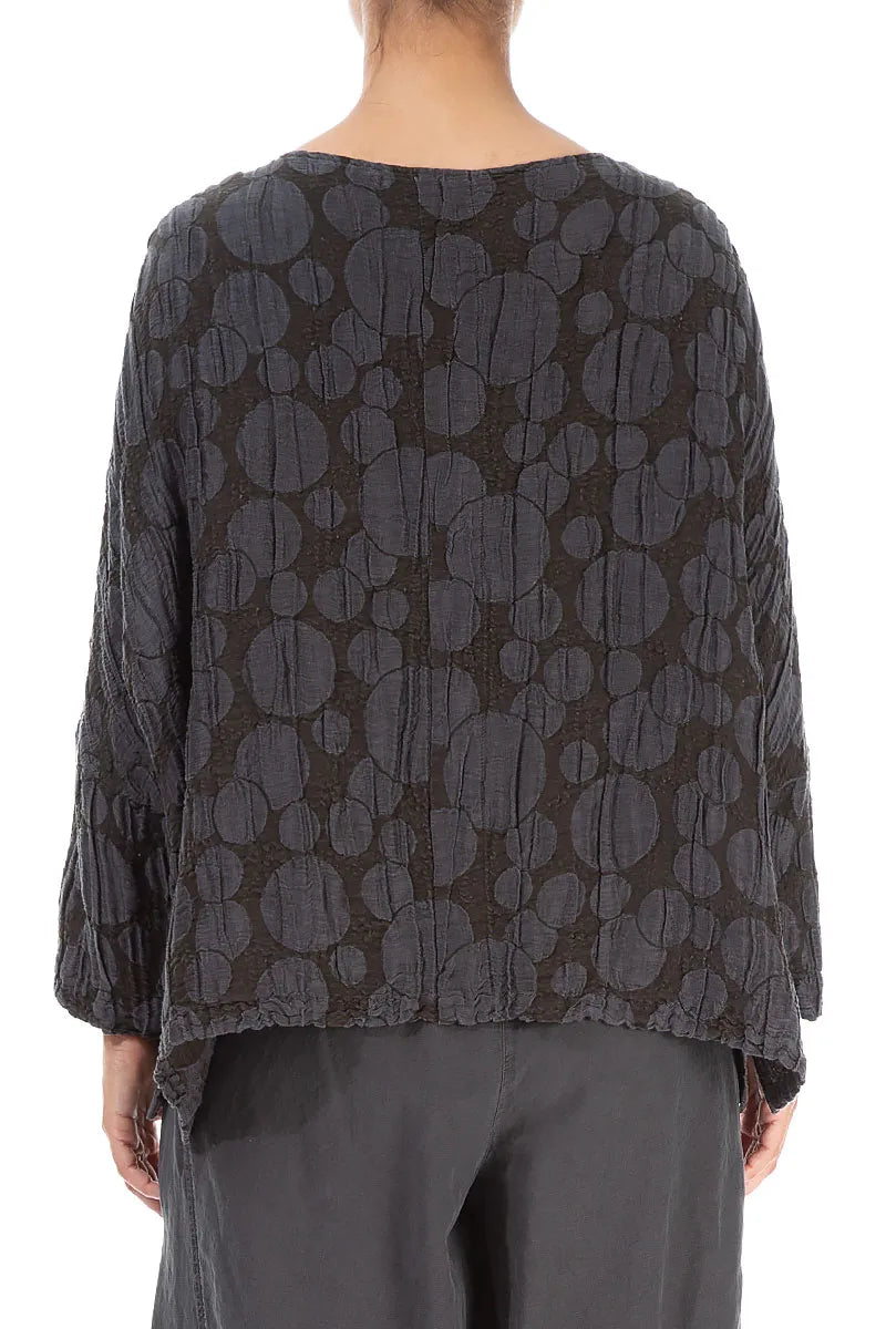 Forest Brown Circle Silk Jacket Blouse 2