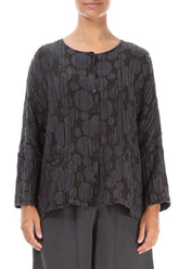 Forest Brown Circle Silk Jacket Blouse 1