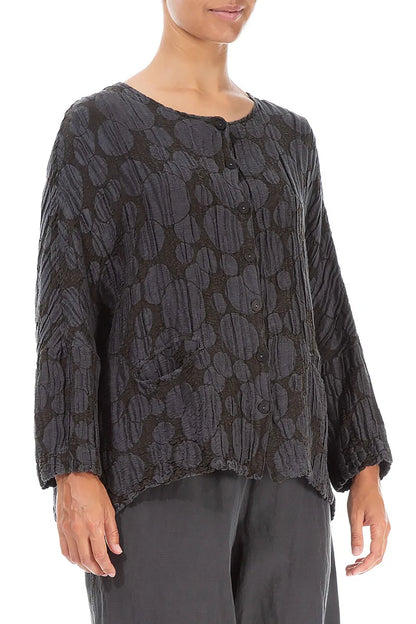 Forest Brown Circle Silk Jacket Blouse 3