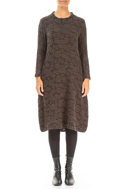 Forest Brown Circle Silk Linen Dress