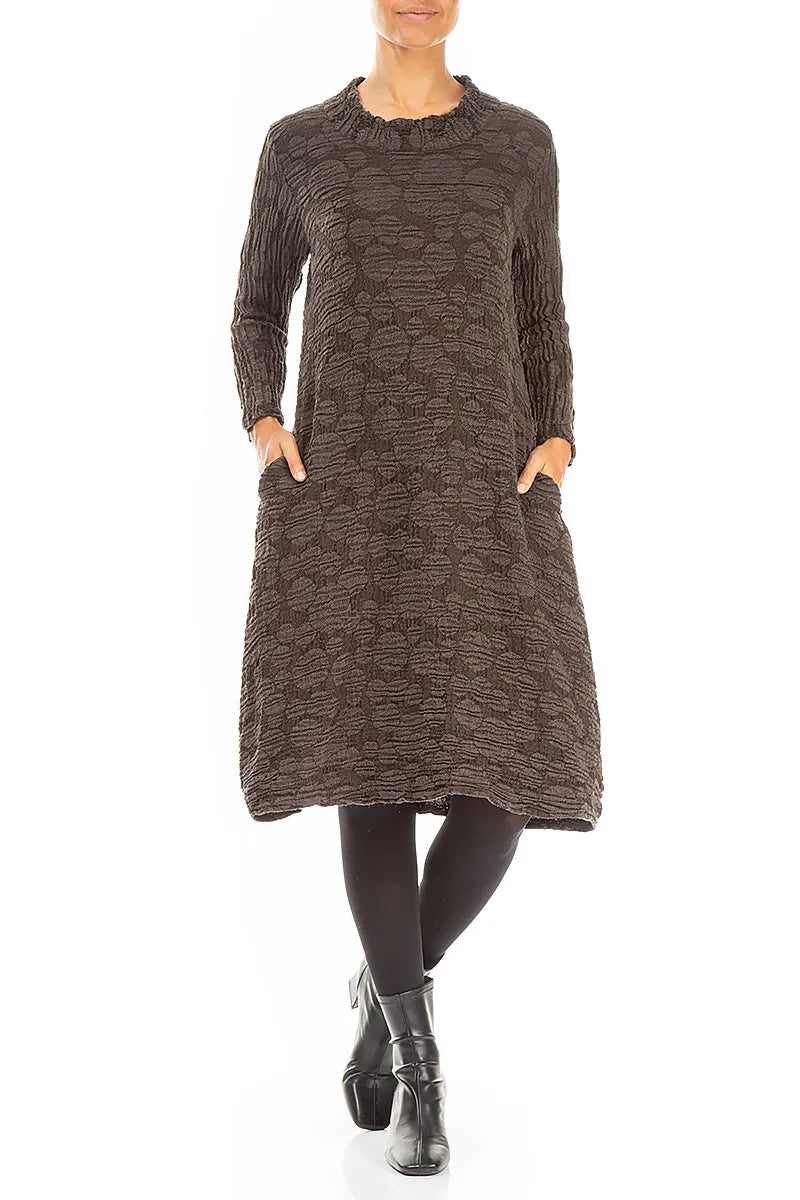 Forest Brown Circle Silk Linen Dress