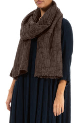 Forest Brown Circle Silk Linen Scarf 3