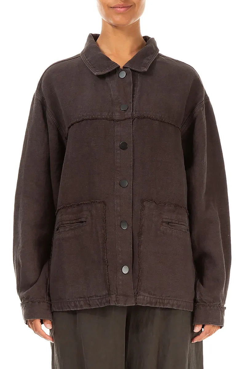 Forest Brown Heavy Linen Jacket 1