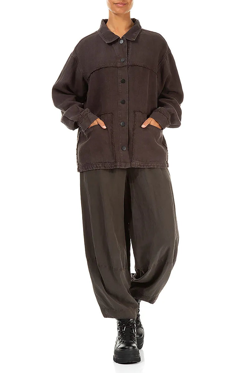 Forest Brown Heavy Linen Jacket 4