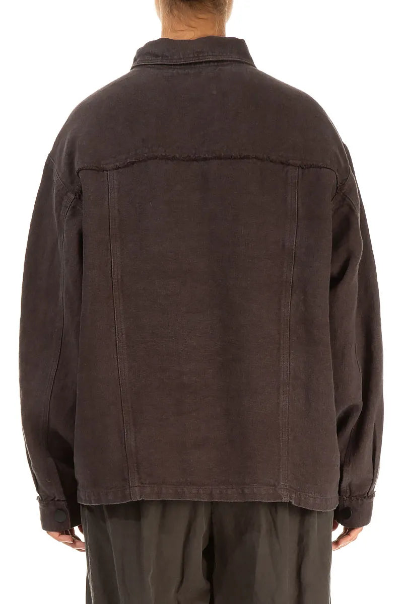 Forest Brown Heavy Linen Jacket 2