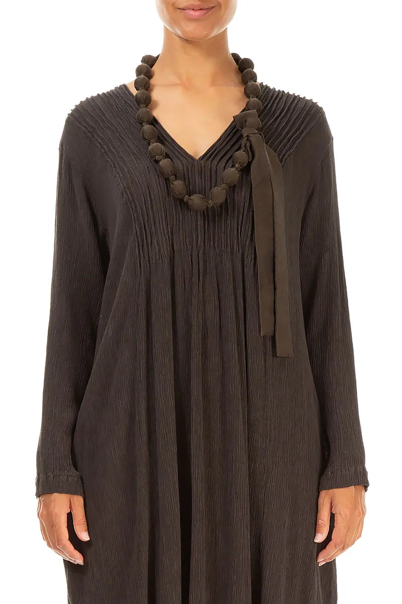 Forest Brown Silk Bead Necklace 1