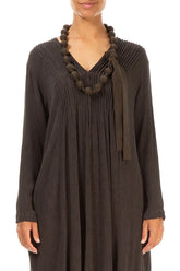 Forest Brown Silk Bead Necklace 1