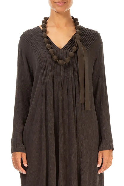 Forest Brown Silk Bead Necklace 1