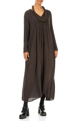 Forest Brown Silk Bead Necklace 2