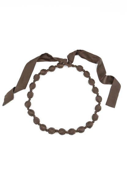 Forest Brown Silk Bead Necklace 4