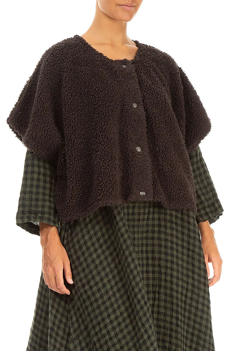 Forest Brown Teddy Cotton Gilet 3