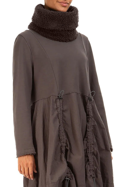 Forest Brown Teddy Cotton Infinity Scarf 3