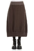 Forest Brown Textured Linen Midi Skirt 1