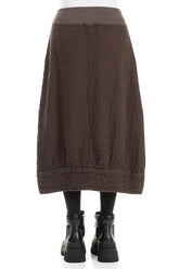 Forest Brown Textured Linen Midi Skirt 2