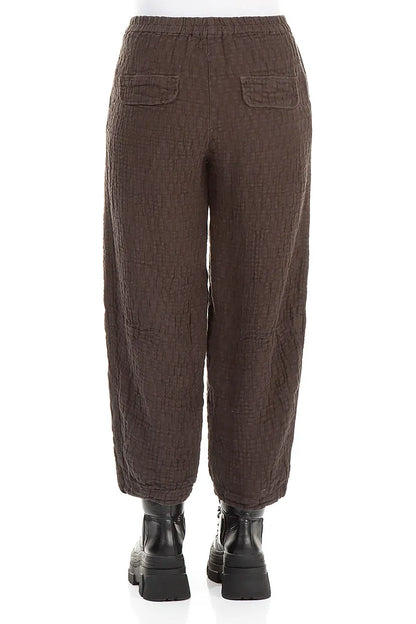 Forest Brown Textured Linen Trousers 2